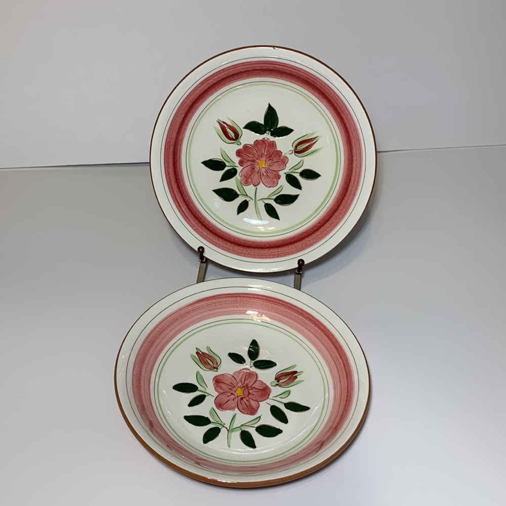 Stangl Pottery Bowls Wild Rose Set of Two Floral VTG Soup Salad Cereal 7.75β - Picture 9 of 15